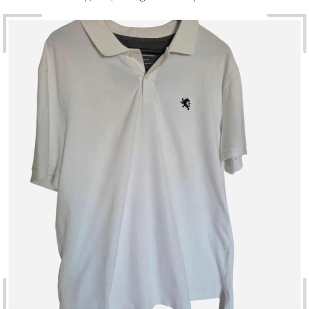Express Mens White Pique Polo Shirt XL